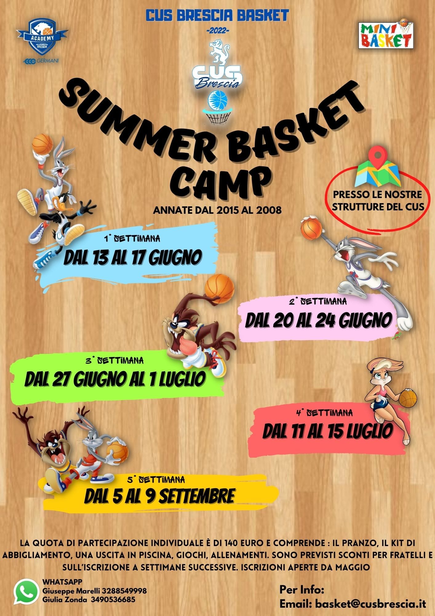 Camp estivo Basket a Brescia Cus Brescia Basket